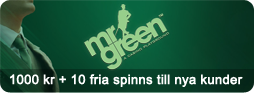 1000 kr + 10 fria spinn hos Mr Green